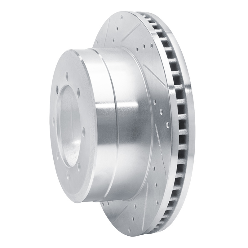 Ford F-450 Super Duty Brake Rotor (1) - Rear Left - R1 Concepts - Drilled & Slotted - Silver - `11-`22